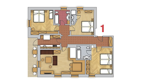 Ferien-Apartment 1 für 6-8 Personen